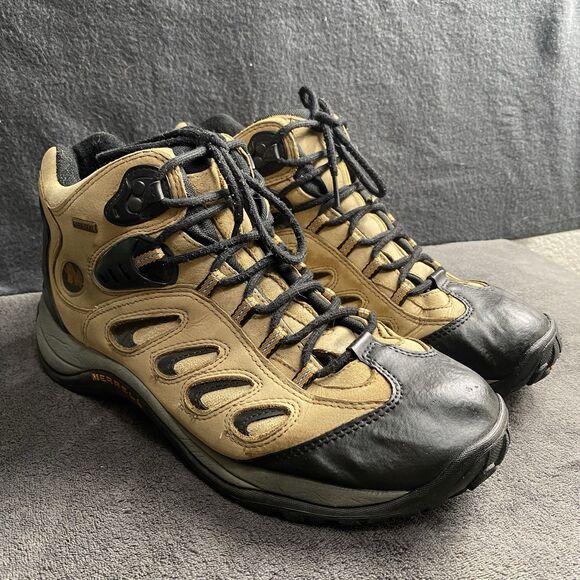 Merrell Reflex Mid Gore-Tex Taupe Leather Hiking Boots Men's Size 11.5 EUR 46 - Picture 1 of 12